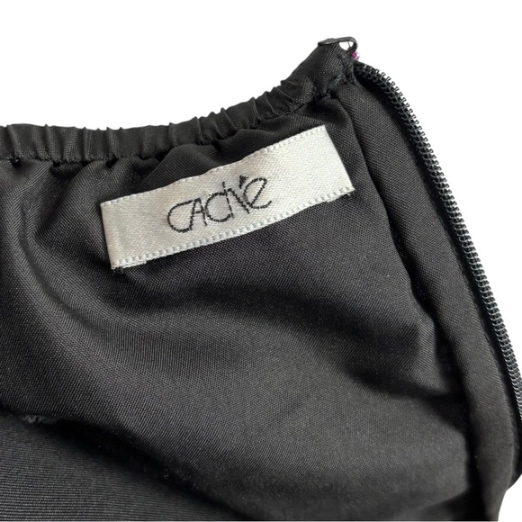 VINTAGE Y2K CACHE BEADED HOCO PROM STRAPLESS HOT PINK BLACK DRESS FORMAL GOWN - Picture 13 of 15